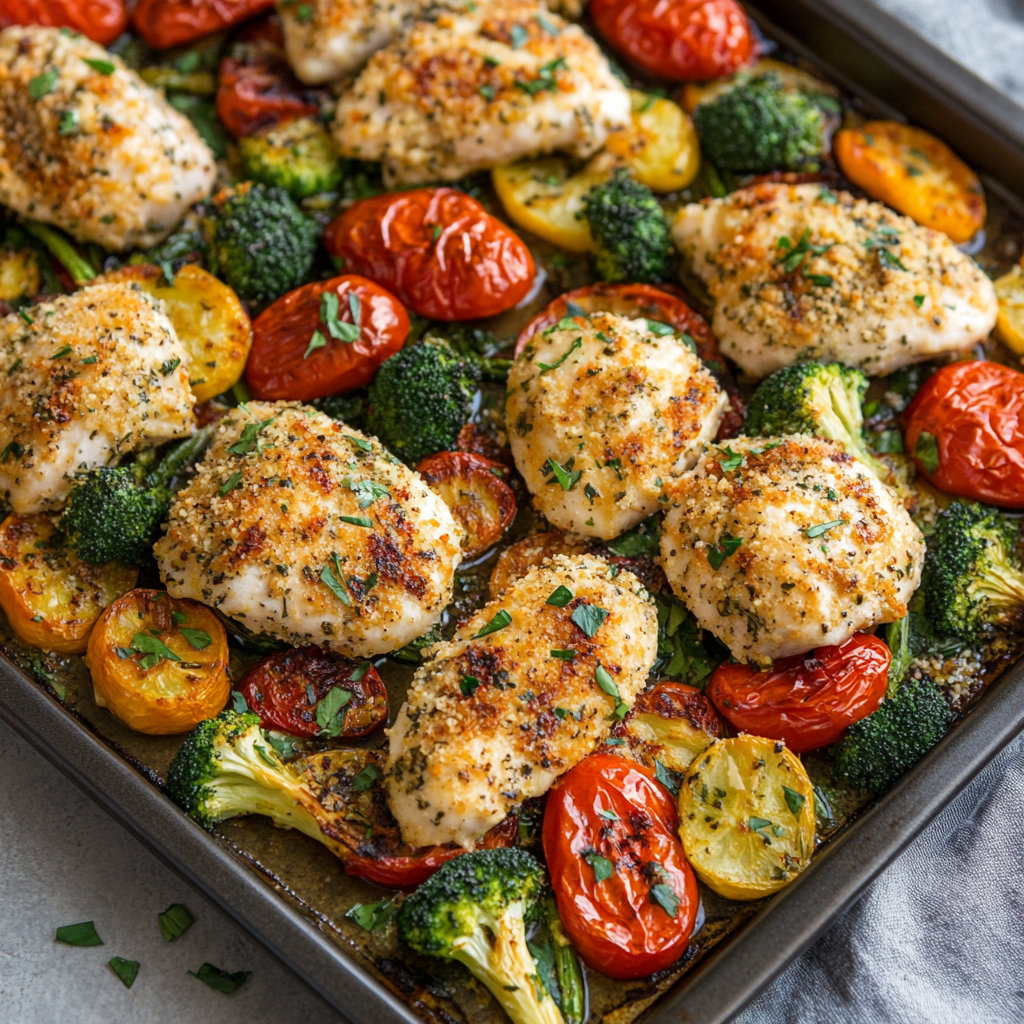 Easy Sheet Pan Parmesan Chicken and Veggies – Quick, Healthy Dinner Recipe